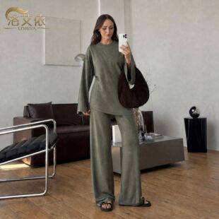 Jacket pants2026年秋季女装大码纯色休闲套装上衣+裤子套装1399