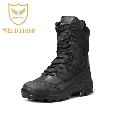 君洛克D11088高筒战术靴头层牛皮防穿刺防泼水户外登山鞋Vibram