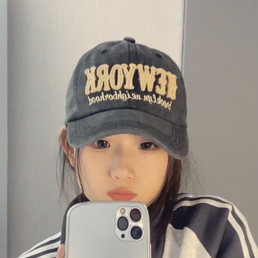 棉水洗做旧new york棒球帽男女户外个性复杂大绣花鸭舌帽