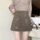 法式 高级重工毛呢亮片半身裙女冬节日氛围感闪闪高腰显瘦A字短裙