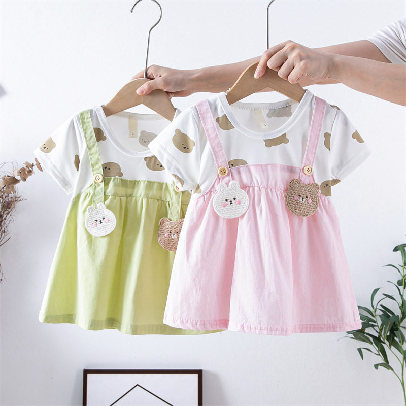 韩版夏季韩版婴幼童女童装印花公连衣裙