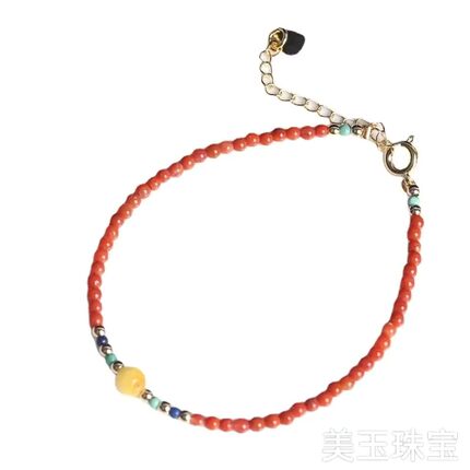 原矿南红玛瑙小米珠手链手串脚链纤细款搭配蜜蜡绿松青金汉服配饰