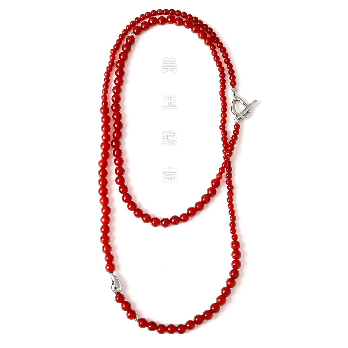 天然红玛瑙项链长款毛衣链灰玛瑙新中式冰透大小渐变串珠多层