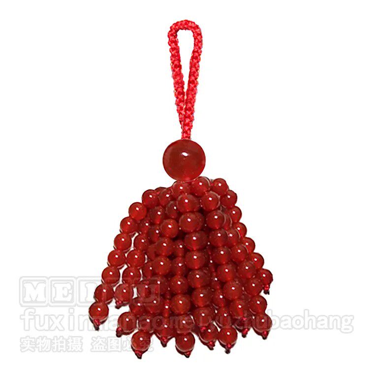 天然红玛瑙汽车钥匙扣高档包挂件珠子流苏挂链配饰玉石水晶情侣