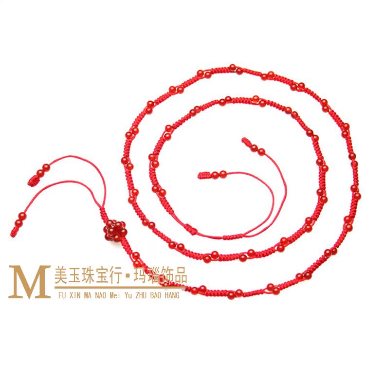 纯天然玛瑙腰链腰绳腰带珠子本命年手工编制民族风时尚水晶女