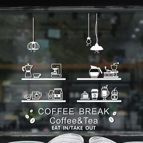 奶茶甜品墙面橱窗玻璃门英文海报