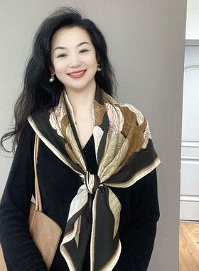 时髦款！黑色棉麻三角巾2025春秋高级感女士气质护颈围巾披肩包头