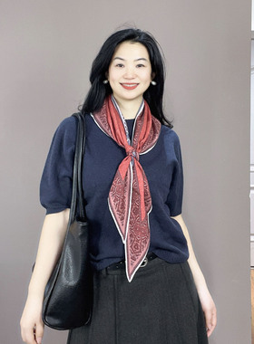 显白！红紫色双面真丝羊毛丝巾女三角巾2026新款春护颈高级感披肩