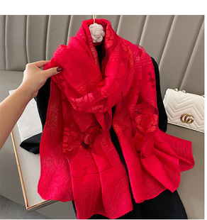 红色围巾冬季女高级感妈妈本命年时尚冬天2025新款百搭送礼丝巾