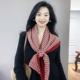 高级感条纹棉麻围巾女春秋薄款 法式 安可拉红 褶皱大方巾护颈披肩