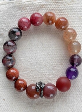 秋日颂歌 原创设计天然水晶玛瑙石头多宝手串 孤品