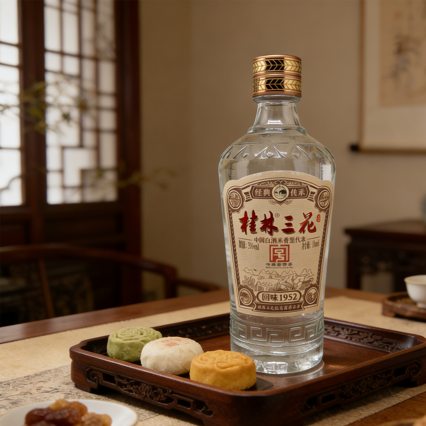 桂林牌三花酒回味1952传承经典53度480ml瓶米香型白酒特产包邮