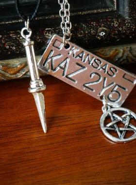 SPN邪恶力量supernatural castiel天使之刃dean impala车牌项链