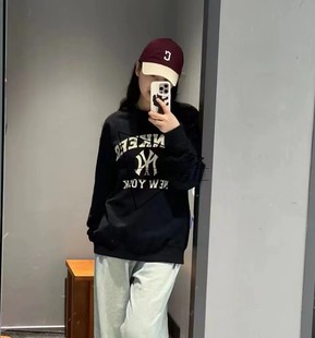 卫衣情侣3AMTV0134 复古字母印花圆领长袖 韩国潮牌MLB专柜正品 美式