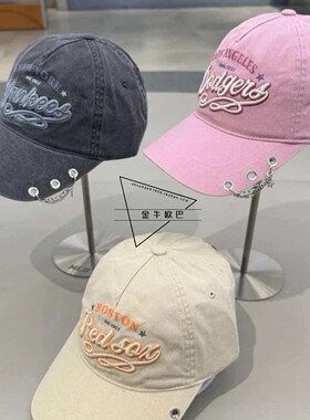 韩国MLB正品26春夏新款设计感链条刺绣标棒球帽鸭舌帽潮3ACPV206N