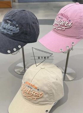 韩国MLB正品26春夏新款设计感链条刺绣标棒球帽鸭舌帽潮3ACPV206N