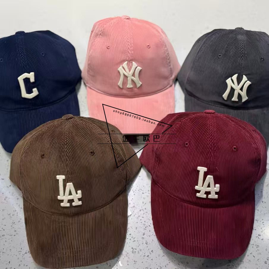 韩国MLB专柜正品秋冬新款刺绣标灯芯绒条绒棒球帽鸭舌帽3ACPWC156