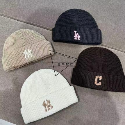 韩国潮牌MLB专柜正品25秋冬款经典款刺绣标针织毛线帽3ABNBM256
