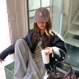 韩国MLB正品 复古水洗做旧破洞棒鸭舌帽棒球帽3ACPVV34N 24秋冬新款