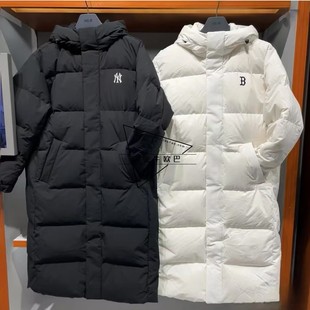 小标纯色长款 韩国潮牌MLB正品 款 经典 连帽羽绒服潮3ADJB1746 秋冬款