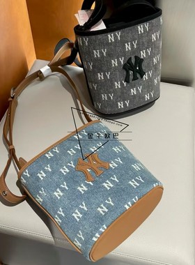 韩国MLB正品25秋冬新款老花满印水桶包单肩包斜挎包3ABMMV55/65N