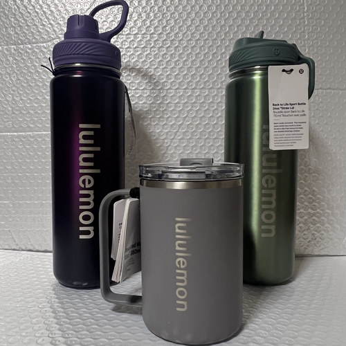 折扣潮牌lululemon露露乐蒙正品运动方便携带折叠吸管保温杯水杯
