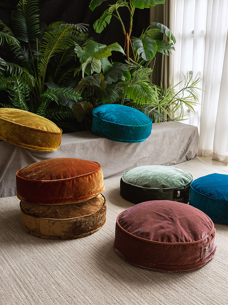 复古轻奢加厚蒲团榻榻米坐垫加大地垫软垫子屁股垫凳子丝绒餐椅垫