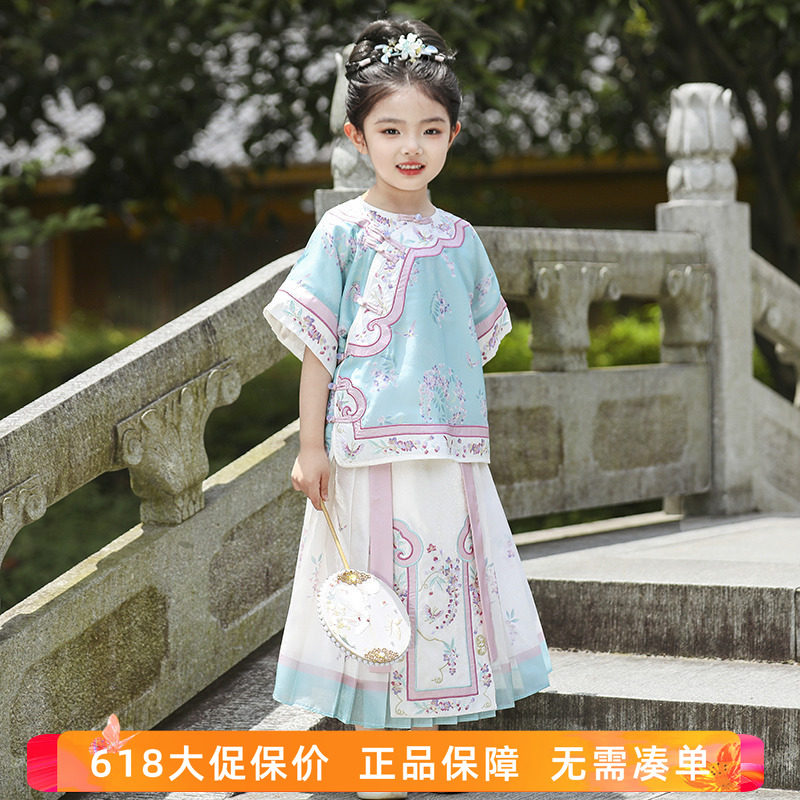 汉服女童2026夏装女孩刺绣宫廷服儿童高端清汉女套装中国风马面裙图片