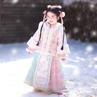 汉服女童2025新款冬装儿童国风新中式明制套装女孩过年拜年服唐装