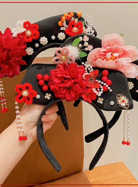 女童格格发箍小女孩宫廷风发饰儿童古装旗头发卡汉服中国风发饰