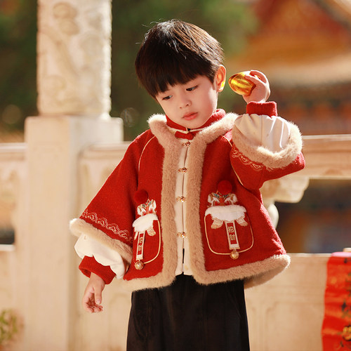 喜庆过年装加厚拜年服男女童冬季
