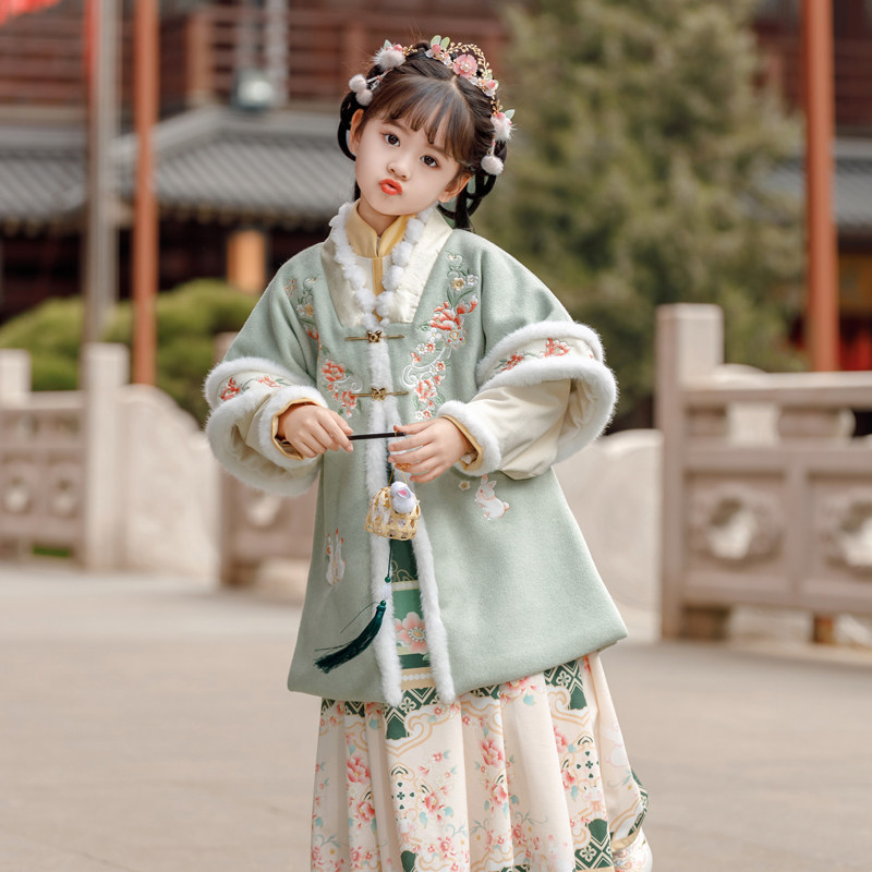 明制女童汉服冬装中国风古风超仙女孩唐装冬季2025新款儿童连衣裙,童装/婴儿装/亲子装,唐装,淘宝优惠券,粉丝福利购,淘宝优惠卷
