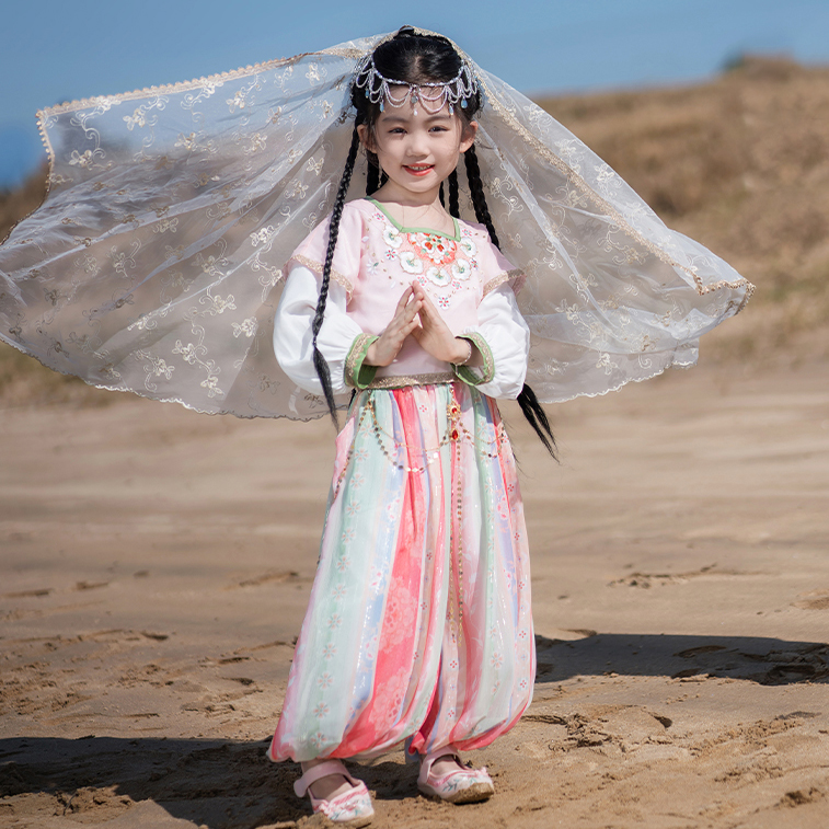 女童汉服春秋款西域民族中国风裤子小女孩敦煌唐装异域风超仙套装