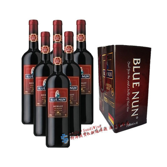 原瓶进口BlueNun蓝仙姑美乐红葡萄酒750ml*6瓶红酒整箱梅洛法国
