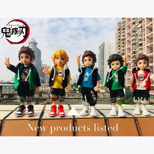 鬼灭之刃 潮流时尚布衣 我妻善逸 炭治郎 关节可动 模型盒装手办