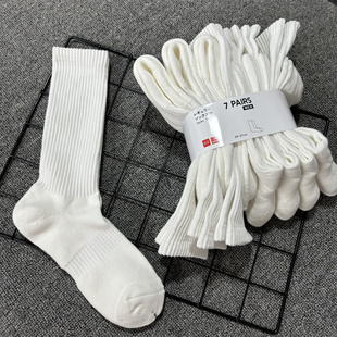 4双装男子夏纯棉毛巾底部加厚女子运动袜吸汗黑白休闲篮球中筒袜