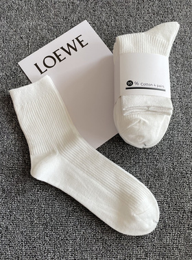 4双彩色男女日系中筒纯棉袜子冬季吸汗日系薄款堆堆袜ins潮双针袜