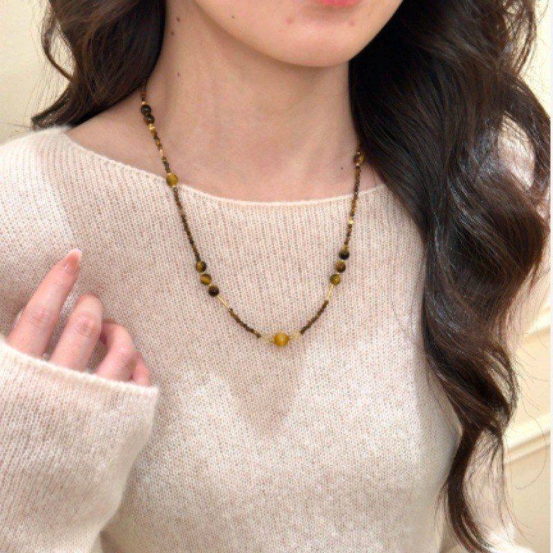 「栗色光阴」天然金虎眼石金发晶串珠手链女双圈手串一款多带