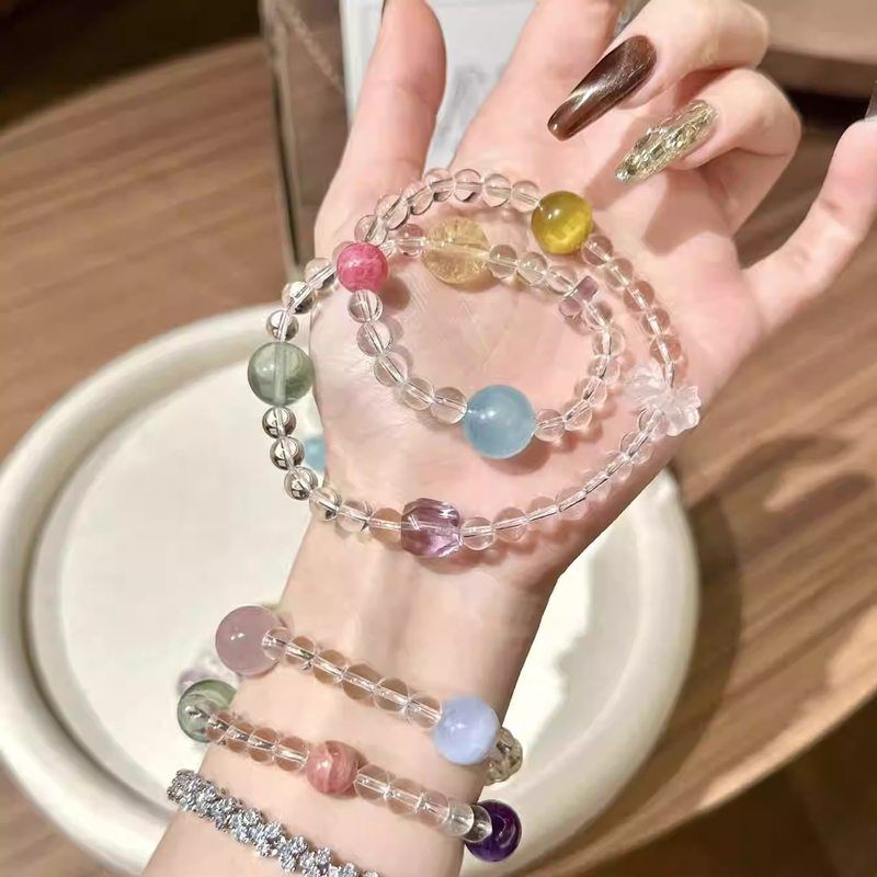 天然白水晶多宝手链女款多巴胺