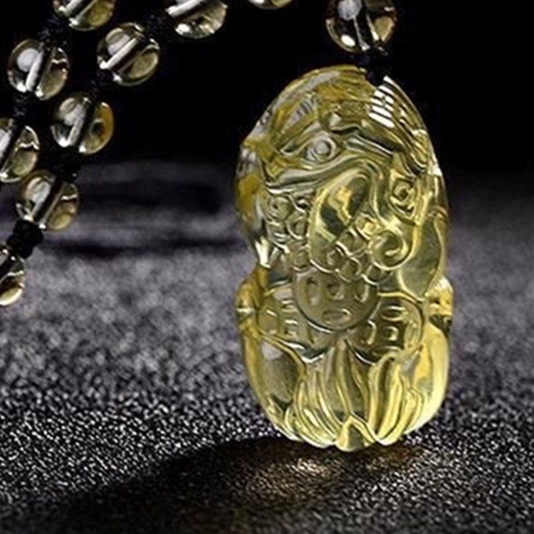 天然黄水晶三钱貔貅吊坠男女款