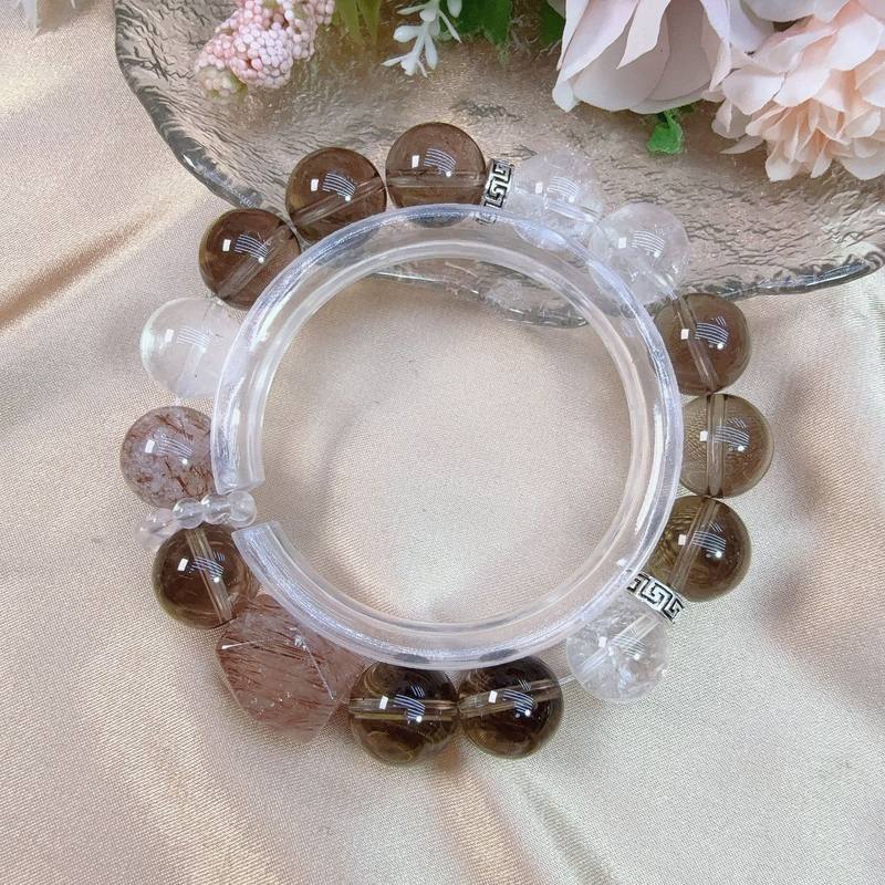 天然茶晶白阿塞黑金超13m搭黑金超随型轻奢女士手串S0433