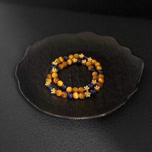 晚唐桂·新中式天然青金石虎眼石手串女款天然石串珠高级质感礼物