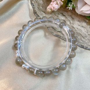 天然净体透体银月光7.5m加贝珠轻奢时尚女士手串W9271