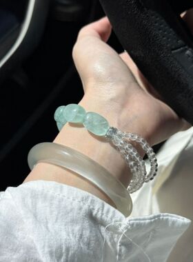 「薄荷苏打」天然绿萤石手链女白水晶原创设计水晶手串批发送礼物