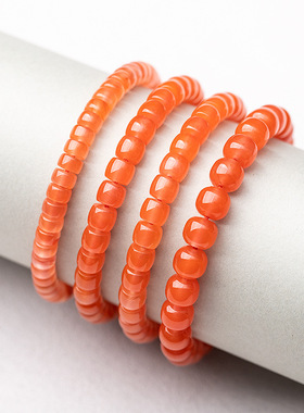 天然南红玛瑙水红料精工直切归圆药片桶珠老型珠冰种手串男女手链