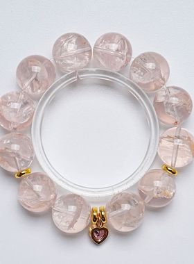 【粉晶锁心】天然粉阿塞水晶手串女款百搭粉阿塞时尚显白手链批发