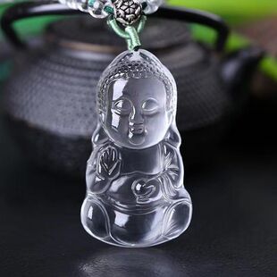 天然白水晶宝宝佛项链手链女款儿童款宝宝佛吊坠项链晶体干净