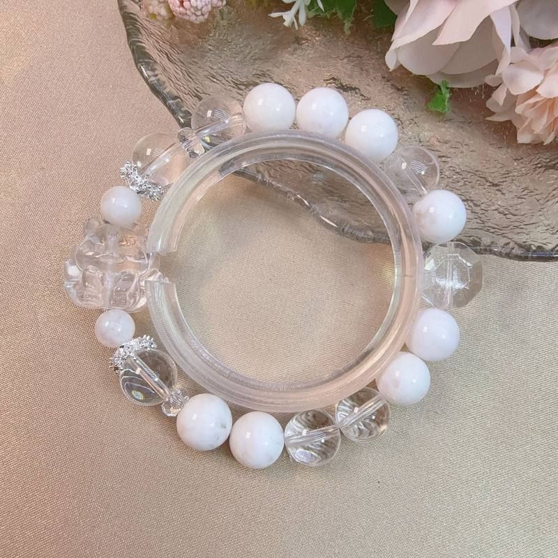 天然白水晶10m雪花幽灵10m7m白水晶八卦珠凤九轻奢女士手串W2117