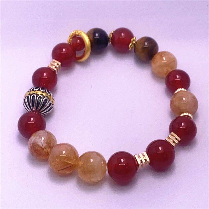 天然水晶手链金霸黄塔山手串哪吒