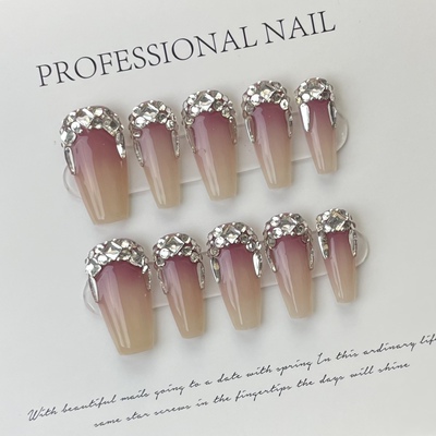 处理款手工穿戴甲奢华闪钻美甲贴片成品秋冬穿戴甲指甲片